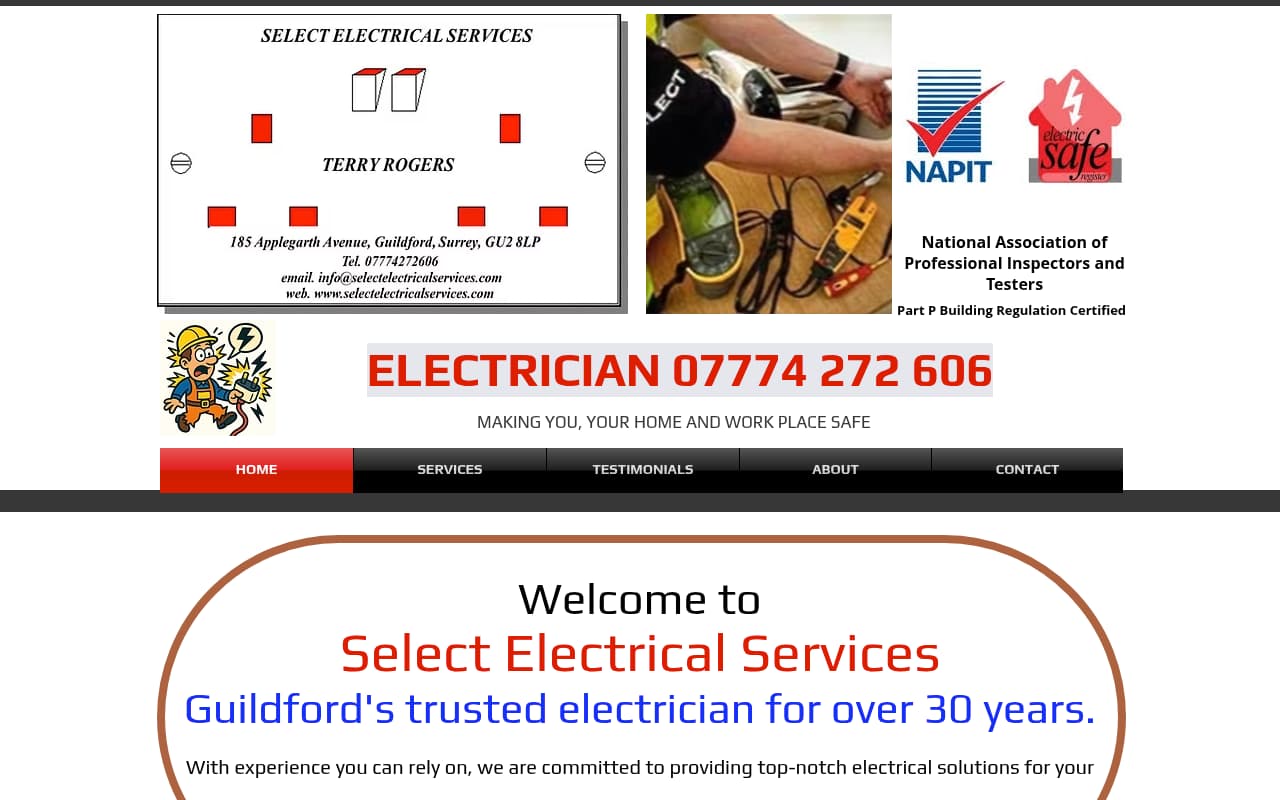 Select Electrical Services website screenshot