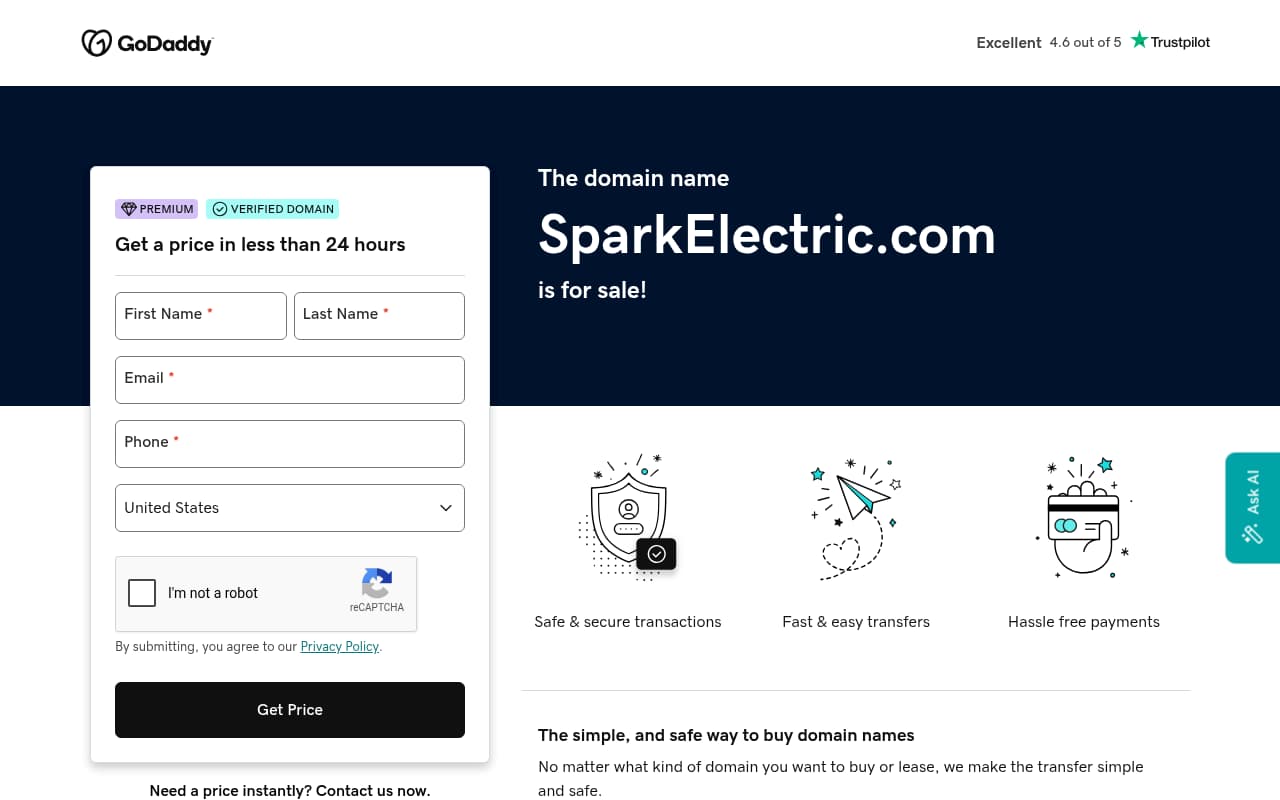Spark Electric website screenshot