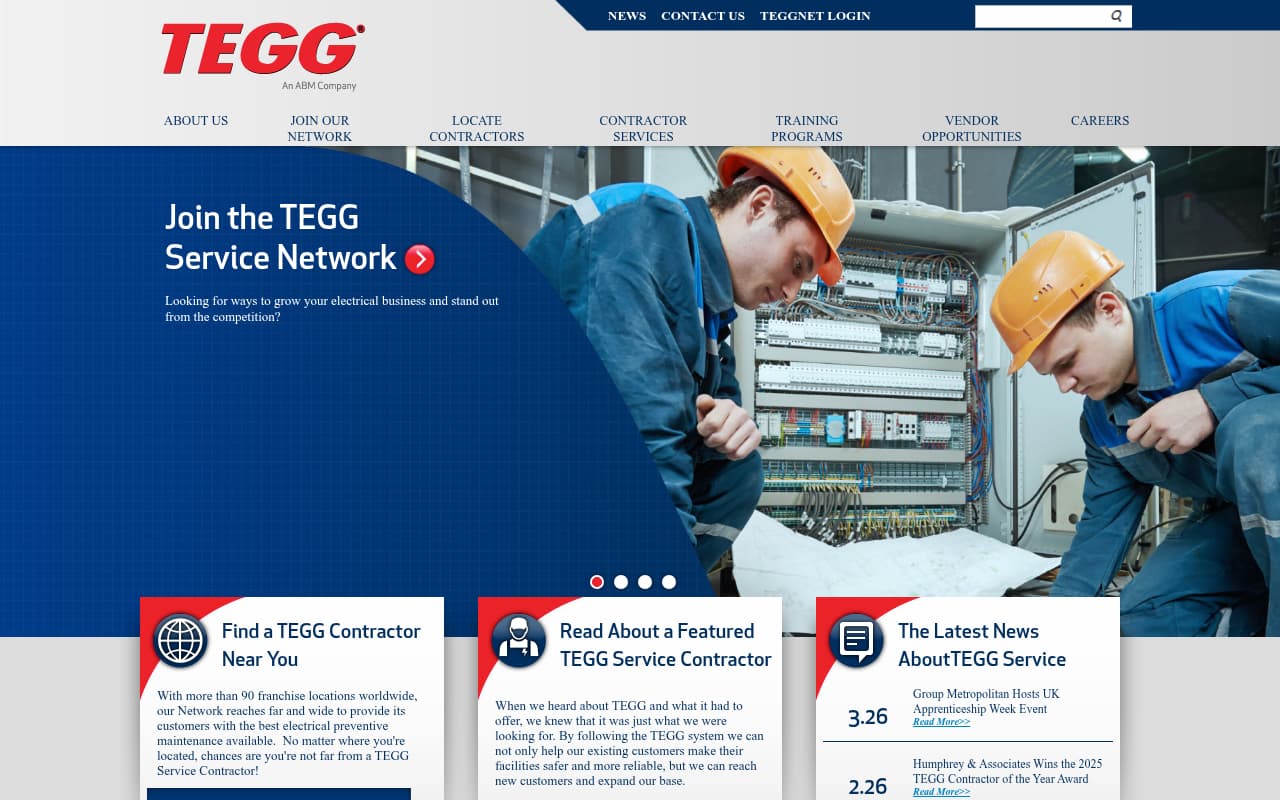 Tegg Service website screenshot