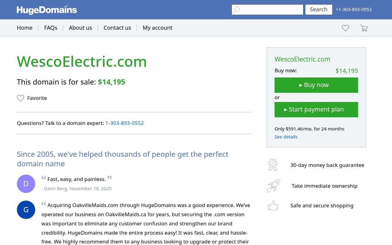 Wesco Electric website screenshot