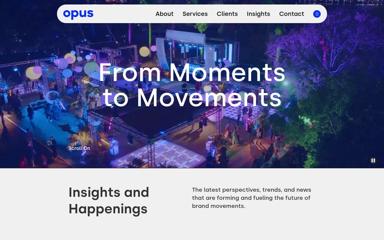 Opus Agency website screenshot